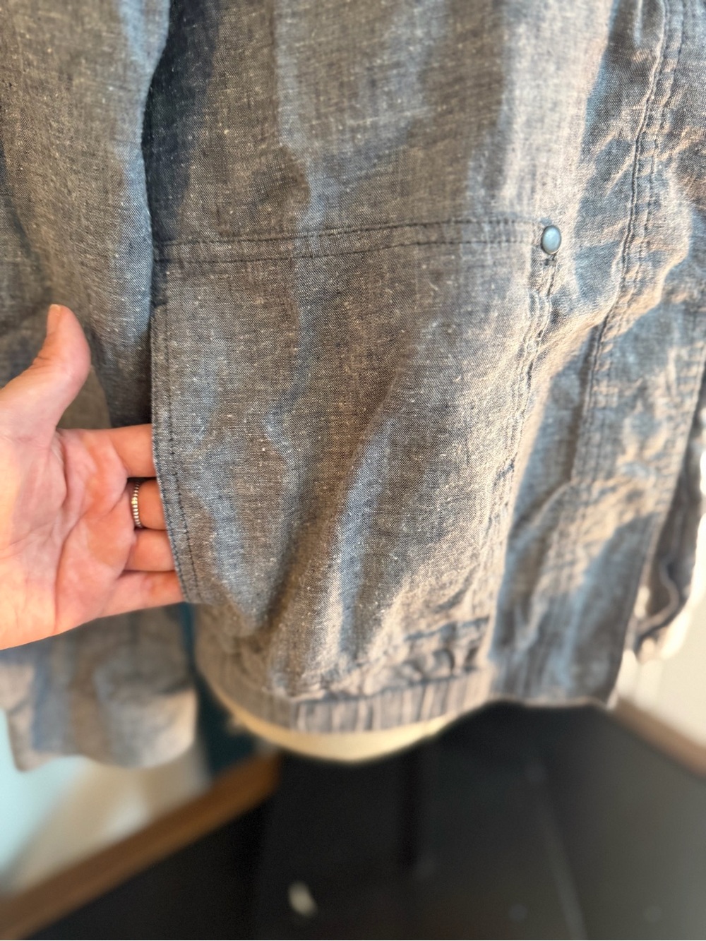 Prana Heathered Charcoal Gray Lightweight Shirt Jacket - Picture 4 of 9